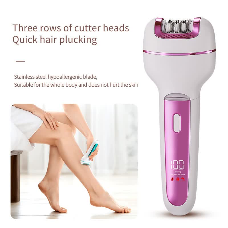 3-in-1 Electric Epilator for Women | Shaver, Callus Remover & LED Display | Rechargeable & Waterproof | Light Green