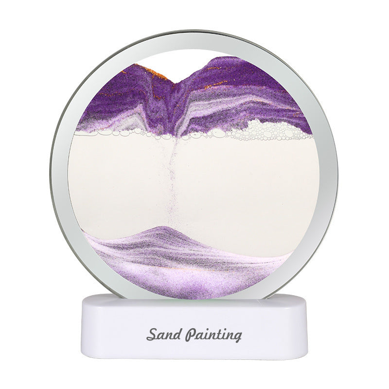 LED Sand Art Picture | Moving Display | Relaxing Desktop Decor | USB Powered | Purple