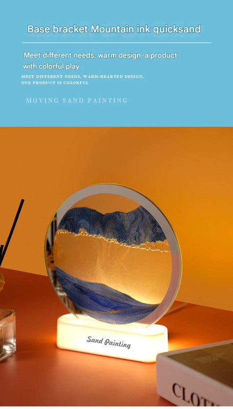 LED Sand Art Picture | Moving Display | Relaxing Desktop Decor | USB Powered | Purple