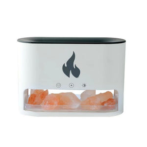 Himalayan Salt Aroma Diffuser & Humidifier | Flame Effect | 7 Lights | Ultrasonic | Auto Shut-Off | White