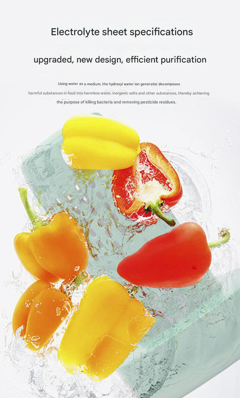 Wireless Fruit & Veggie Purifier | Electrolytic Cleaning | Removes Residue | IPX7 Waterproof | White