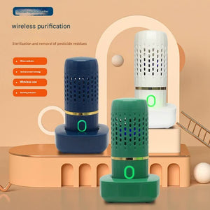 Wireless Fruit & Veggie Purifier | Electrolytic Cleaning | Removes Residue | IPX7 Waterproof | Blue