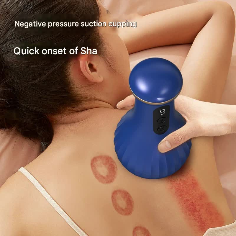 Electric Cupping & Gua Sha Massager | 9 Heat & Suction Levels | Red Light Therapy | USB-C Rechargeable | Blue