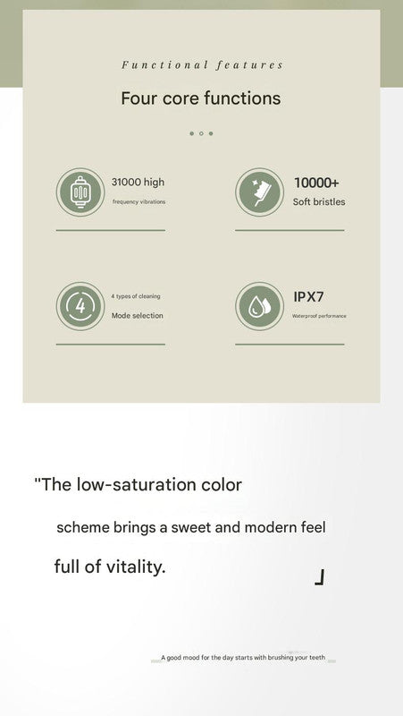 Sonic Electric Toothbrush | 31000 VPM | 4 Modes | Soft Bristles | White