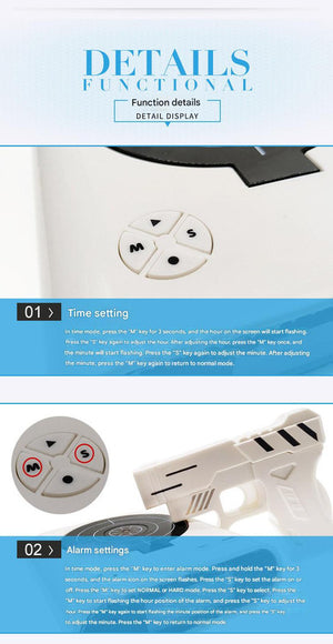 Gun Alarm Clock | Target Shooting | Infrared Gun | Recordable Sounds & Game Modes | White