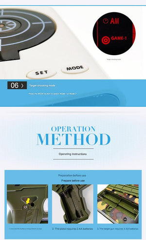 Gun Alarm Clock | Target Shooting | Infrared Gun | Recordable Sounds & Game Modes | White