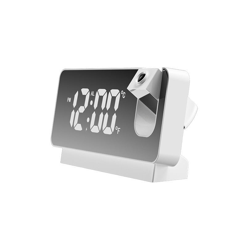 Projection Alarm Clock | LED | Temp, Date, Snooze | 180° Projector | White Shell