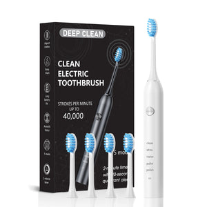 Sonic Electric Toothbrush | Professional | 5 Modes | 40000 VPM | 180-Day Battery | 4 Brush Heads | White