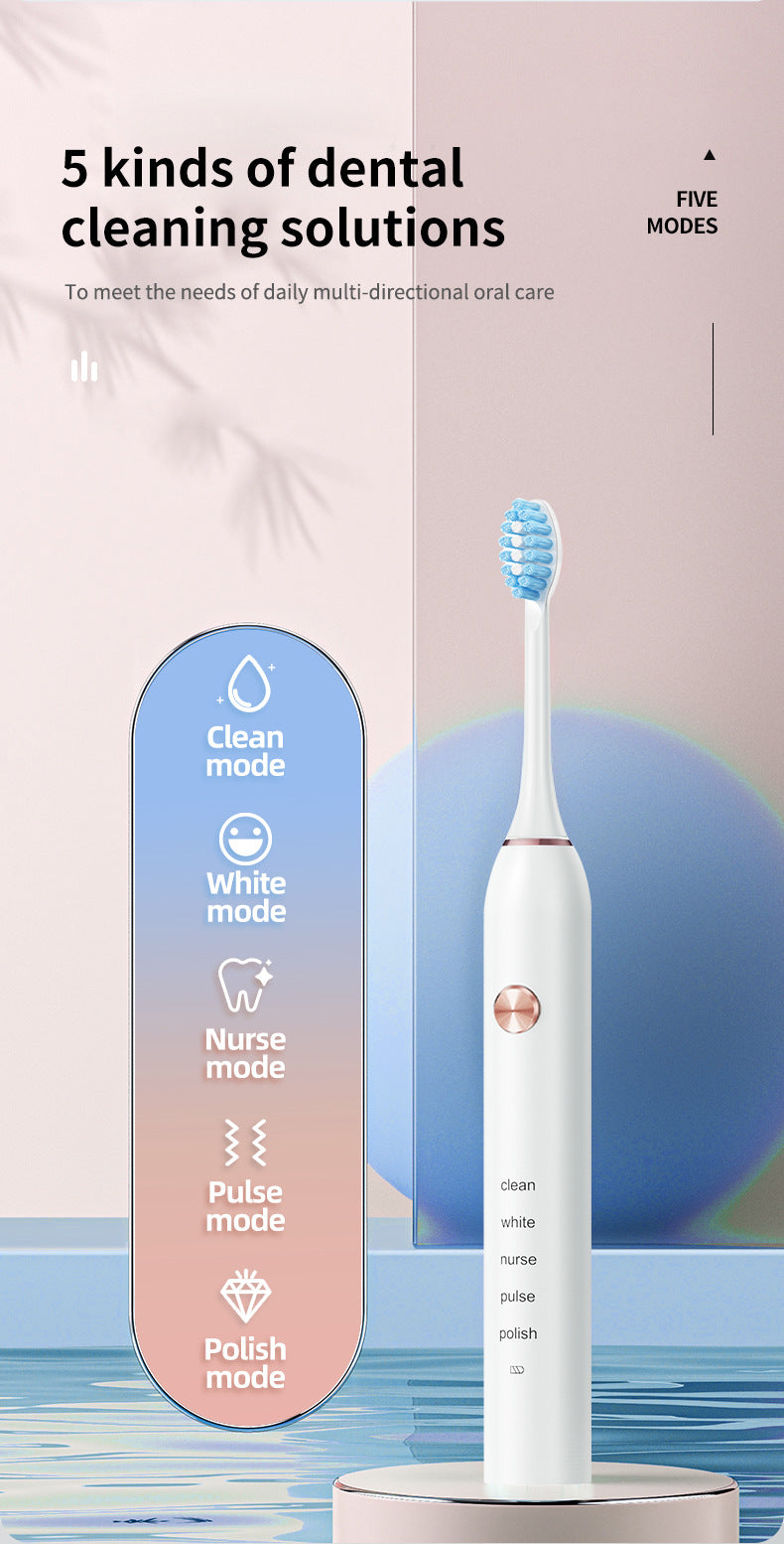 Sonic Electric Toothbrush | Professional | 5 Modes | 40000 VPM | 180-Day Battery | 4 Brush Heads | White