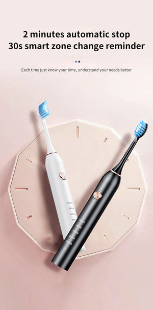 Sonic Electric Toothbrush | Professional | 5 Modes | 40000 VPM | 180-Day Battery | 4 Brush Heads | White