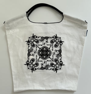 Canvas Tote Bag | Printed | Water-Resistant | Large Capacity | White Cashew Flower
