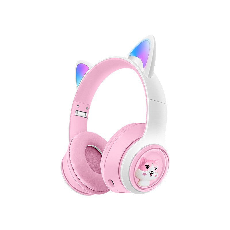 Cat Ear Wireless Headphones | Bluetooth 5.3 | LED Lights | TF Card Slot | Pink