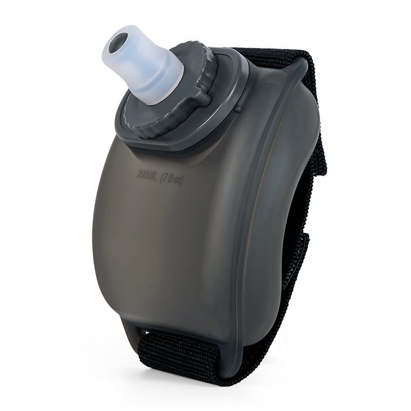 Wearable Sports Wrist Water Bottle 200ml | BPA-Free Silicone Flask with Adjustable Strap | Black