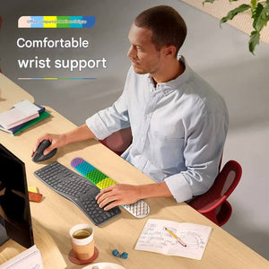 Keyboard & Mouse Wrist Rest Set | Ergonomic | Soft Silicone | Non-Slip Base | Blue