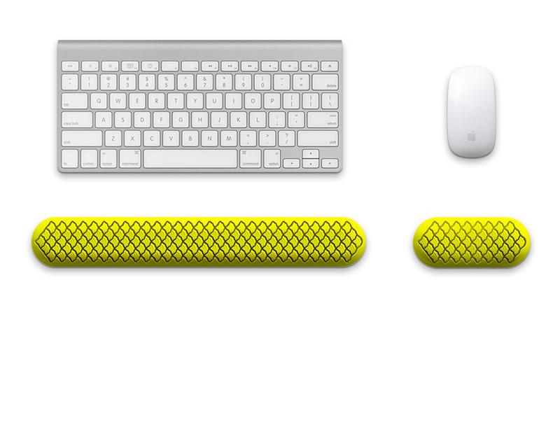 Keyboard & Mouse Wrist Rest Set | Ergonomic | Soft Silicone | Non-Slip Base | Yellow