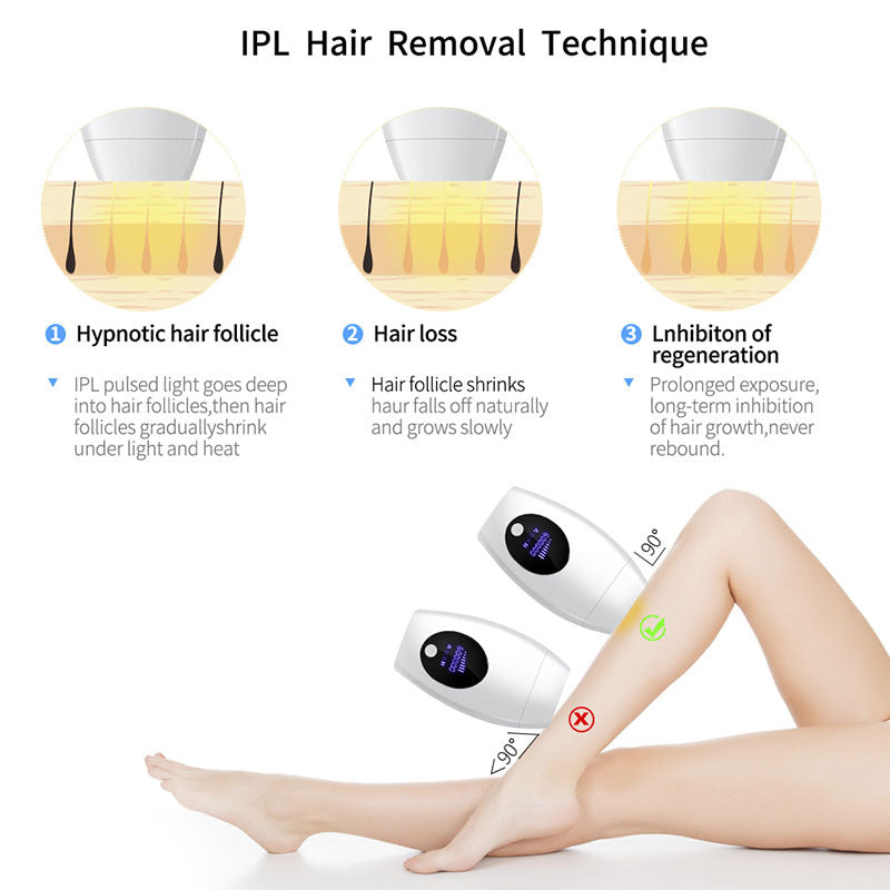 IPL Laser Hair Removal Device | 600K Flashes | 8 Levels | LCD Display | 2 Modes | White