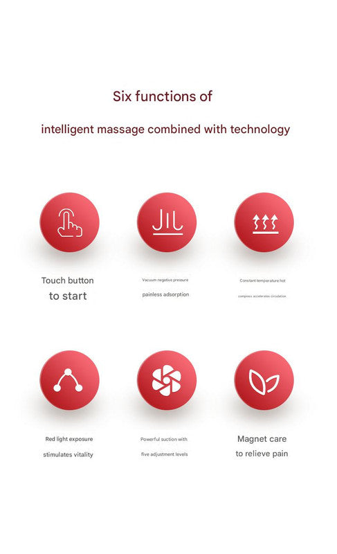 Cupping & Gua Sha Massager | Smart Electric | Red Light & Magnetic Therapy | 5 Levels | Rechargeable | White