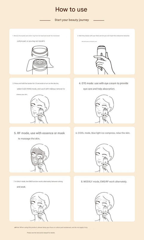 Facial Beauty Device | White | 6 Modes | 3 Intensity Levels | LED Therapy | Magnetic Charging