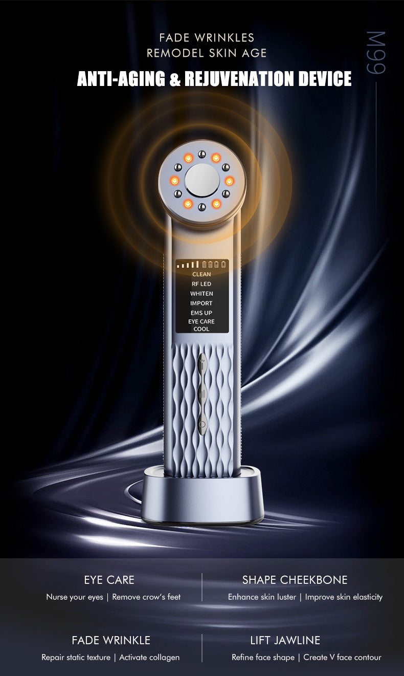 Facial Beauty Device | Blue | Ultrasonic | EMS | RF LED | Cool Therapy | Eye Care