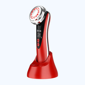 Facial Beauty Device | 4-in-1 | LED Therapy, Warm Lift, Ion Cleanse, Eye Care | Red