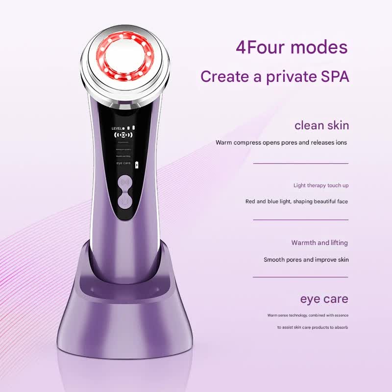 Facial Beauty Device | 4-in-1 | LED Therapy, Warm Lift, Ion Cleanse, Eye Care | Green