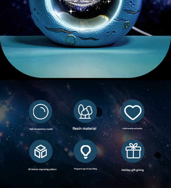 Crystal Ball Lamp | Celestial Ring LED | 3D Engraving | Unique Gift | Walking in the Starry Sky