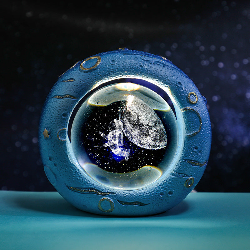 Crystal Ball Lamp | Celestial Ring LED | 3D Engraving | Unique Gift | Starry Sky Theme