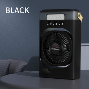 3-in-1 Portable Air Cooler | Black | Desktop Fan, Humidifier & LED Light