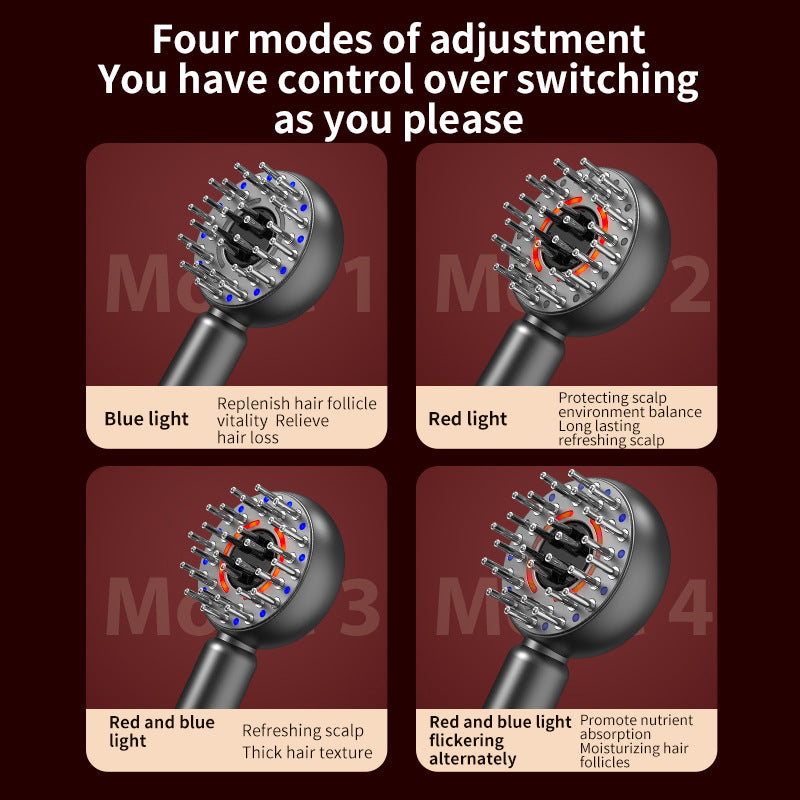 Scalp Therapy Comb | Advanced EMS | Red/Blue Light | Serum Applicator | Grey