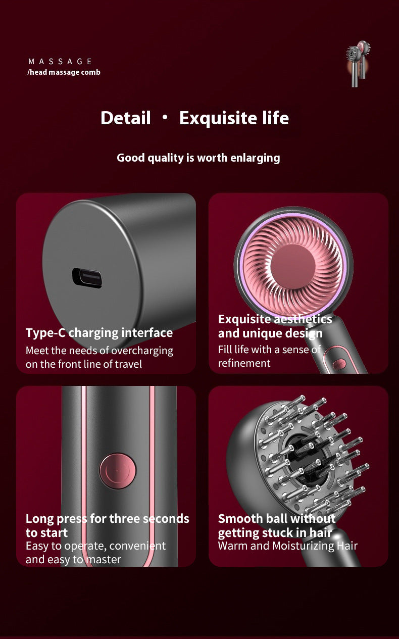 Scalp Therapy Comb | Advanced EMS | Red/Blue Light | Serum Applicator | Grey