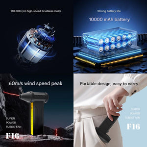 Portable Jet Fan | 200W Handheld Blower & Air Duster | Red Flower