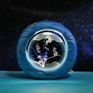 Crystal Ball Lamp | Celestial Ring LED | 3D Engraving | Unique Gift | Lily of the Valley