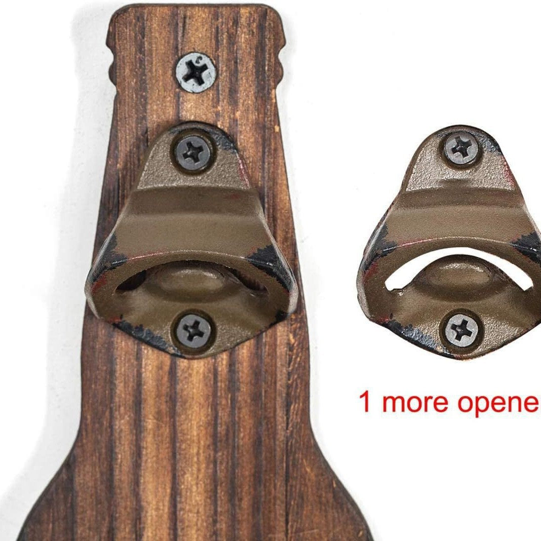 Wall-Mounted Bottle Opener | Rustic Wood | With Cap Catcher | Vintage Bar & Kitchen Tool | Brown