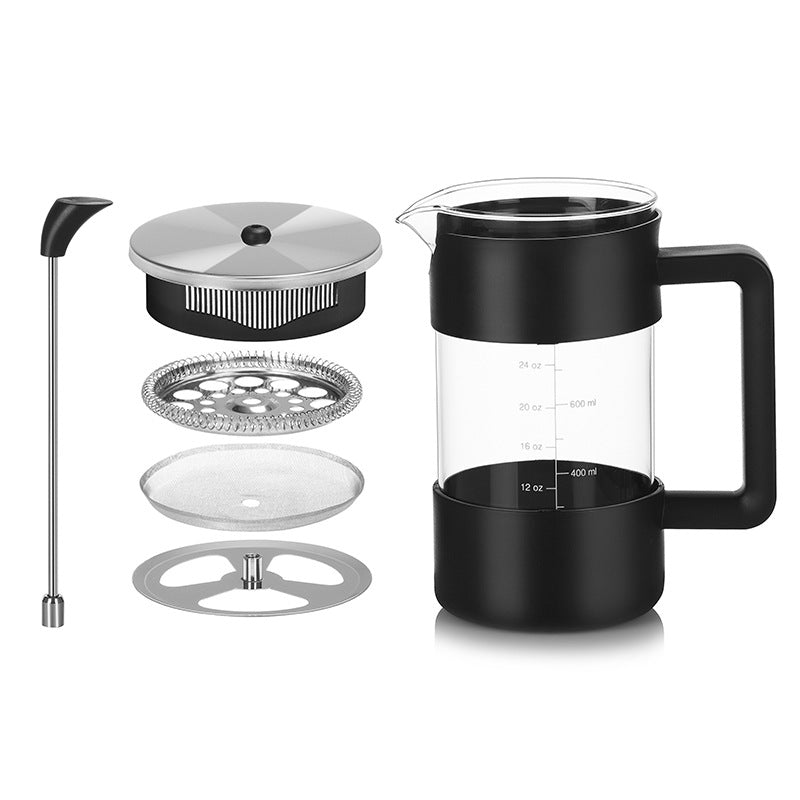 French Press Coffee Maker | 1000ml | Black | Borosilicate Glass & Stainless Steel Filter