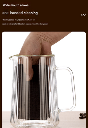 Double Wall French Press | 650ml | Ribbed Glass | Heat Resistant | Tea & Coffee