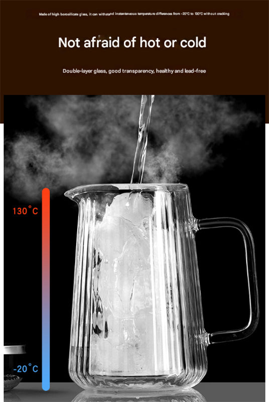 Double Wall French Press | 1000ml | Ribbed Glass | Heat Resistant | Tea & Coffee