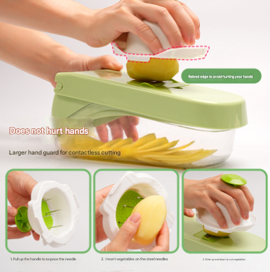 14-in-1 Vegetable Chopper & Slicer | Multi-Function Mandoline Dicer & Grater | Green