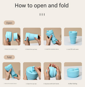 Collapsible Silicone Travel Cup 350ml 2PC | Leak-Proof Food-Grade Mug with Lid, Sleeve & Straw | Purple