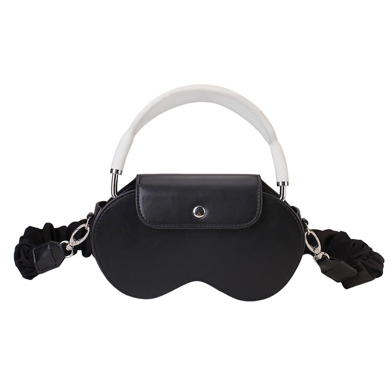 PU Leather AirPods Max Storage Bag | Black | Ruched Strap + Handle | Crossbody Case