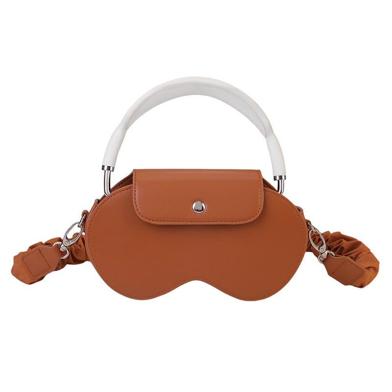 PU Leather AirPods Max Storage Bag | Brown | Ruched Strap + Handle | Crossbody Case