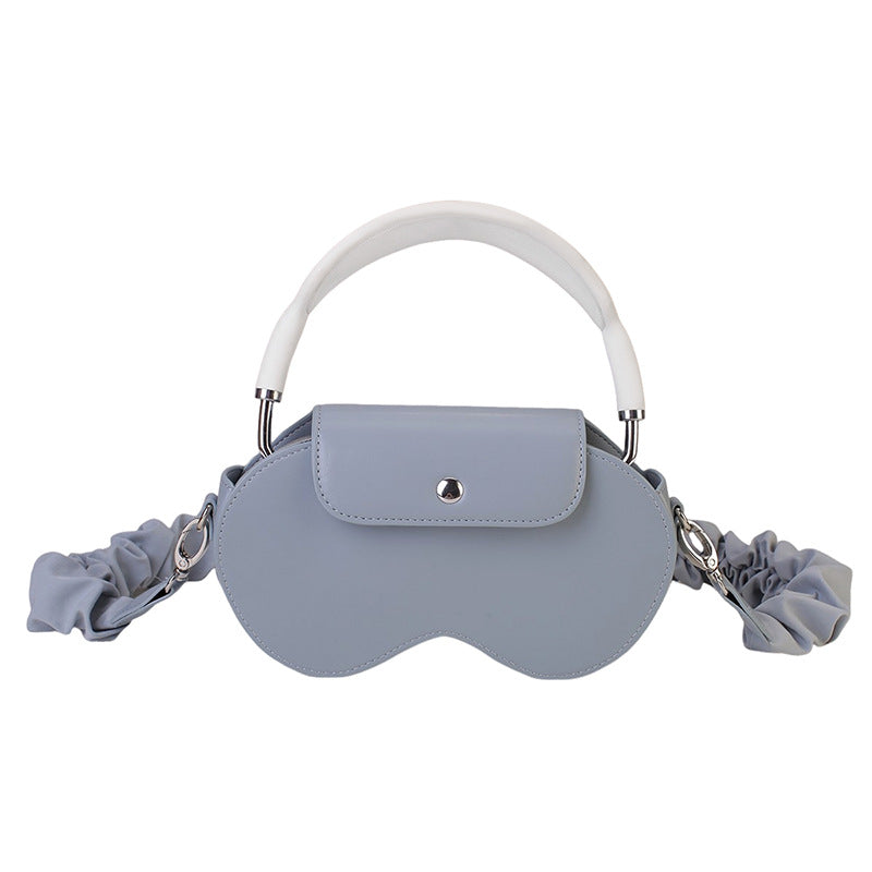 PU Leather AirPods Max Storage Bag | Blue | Ruched Strap + Handle | Crossbody Case