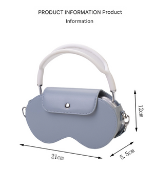 PU Leather AirPods Max Storage Bag | Blue | Ruched Strap + Handle | Crossbody Case