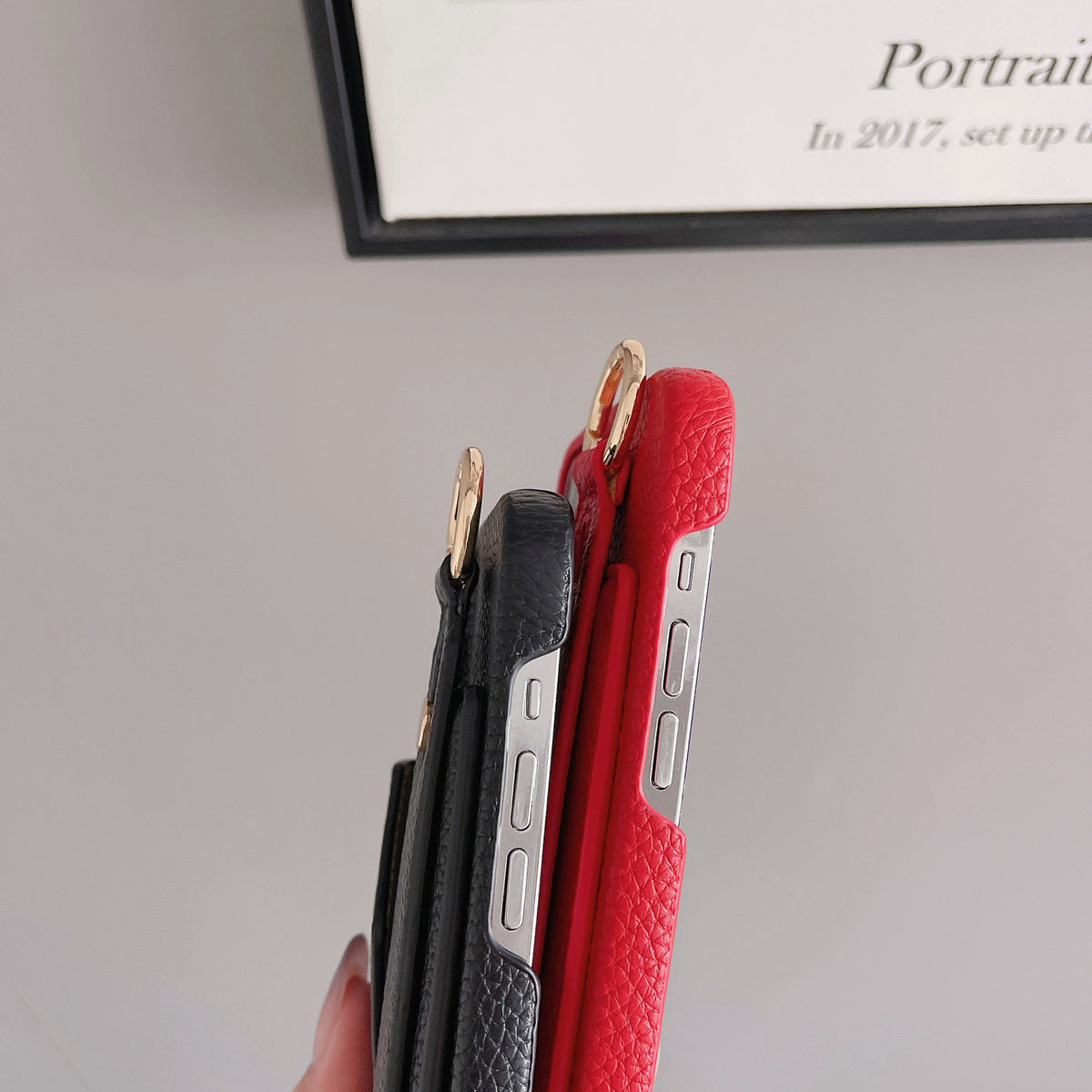 PU Leather Crossbody Wallet Case | iPhone 16 Pro | Red | Card Holder + Strap + Ring Grip