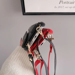 PU Leather Crossbody Wallet Case | iPhone 16 | Red | Card Holder + Strap + Ring Grip