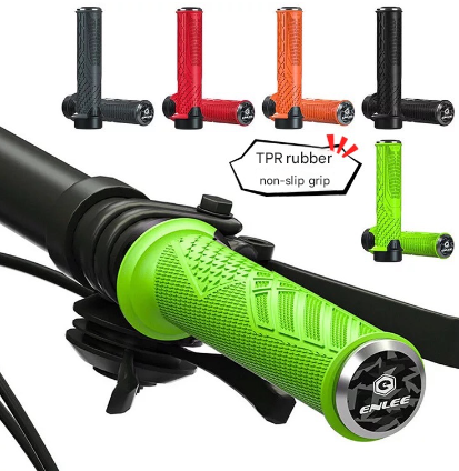 Ergonomic Bike Grips | Black | Lock-On | Anti-Slip Rubber | Alloy Ends | MTB & Commuter