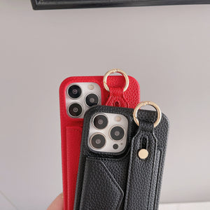 PU Leather Crossbody Wallet Case | iPhone 16 Pro Max | Beige | Card Holder + Strap + Ring Grip