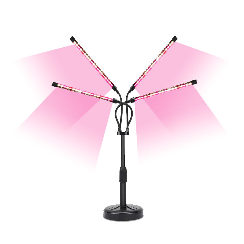 LED Grow Light | 4-Head | Adjustable Full Spectrum | Desktop Plant Lamp | USB Powered | Black
