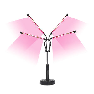 LED Grow Light | 4-Head | Adjustable Full Spectrum | Desktop Plant Lamp | USB Powered | Black