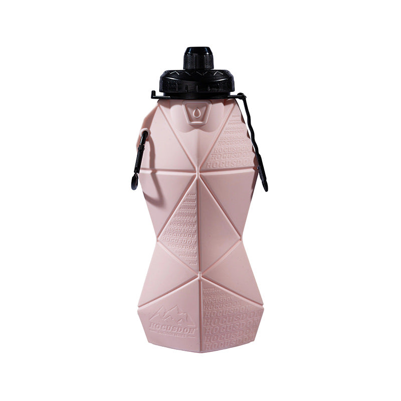 Foldable Silicone Water Bottle 700ml | Leakproof Travel & Sports Hydration | Pink Cup Lid & Black Body