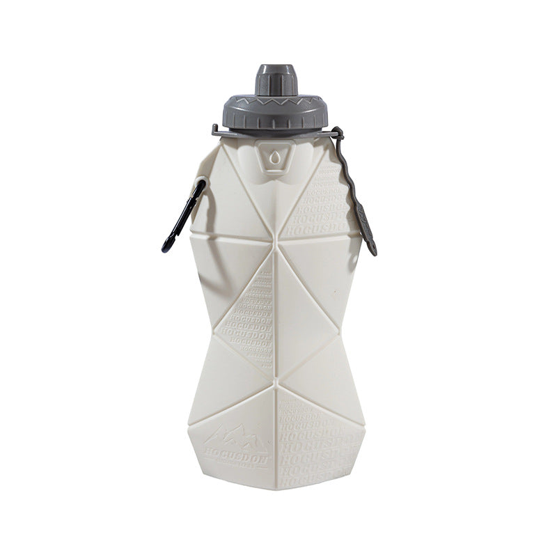 Foldable Silicone Water Bottle 700ml | Leakproof Travel & Sports Hydration | White Cup Lid & Grey Body